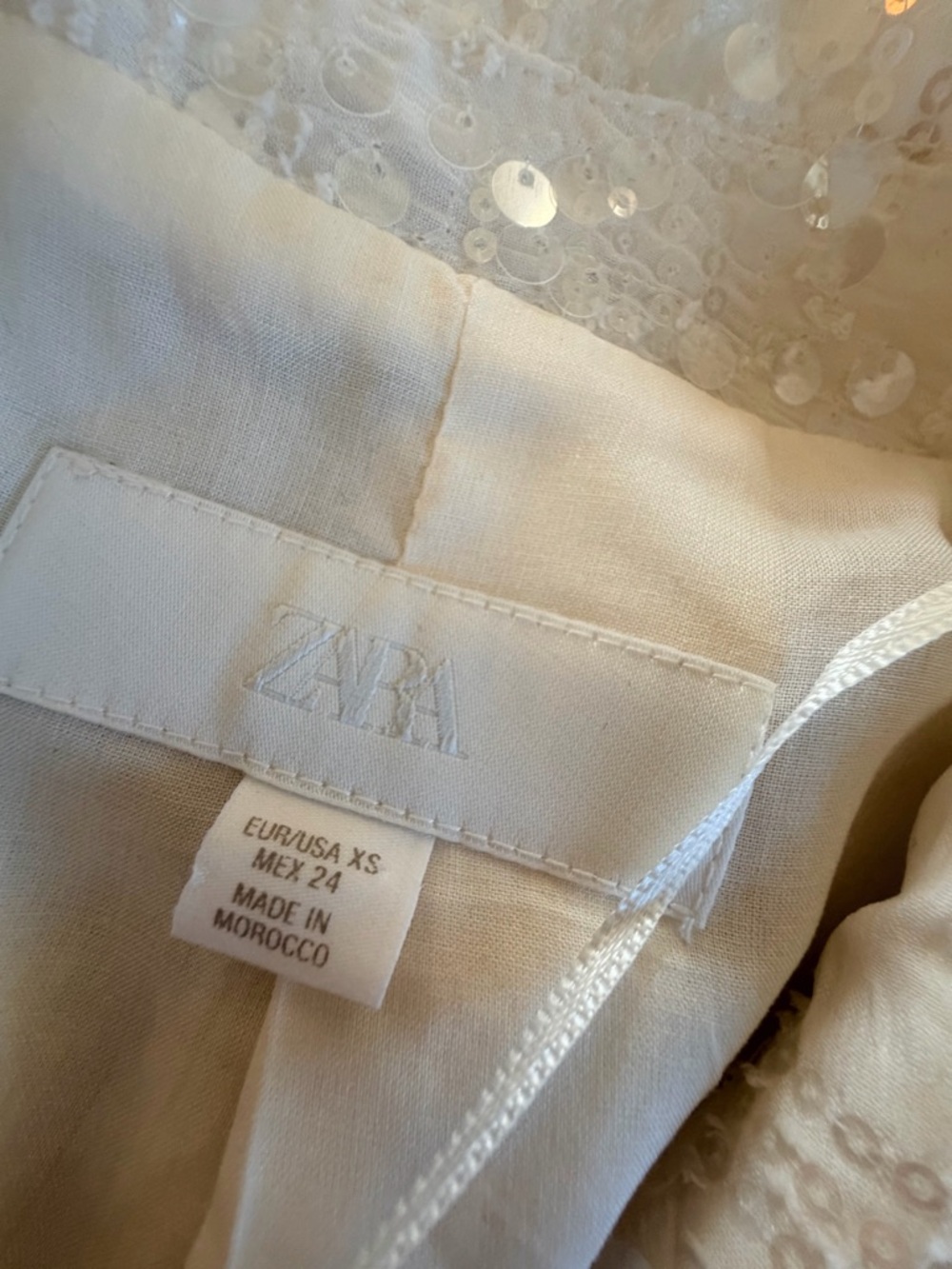Zara Ivory White Sequin Blazer & Pants Set Size S - Picture 5 of 5